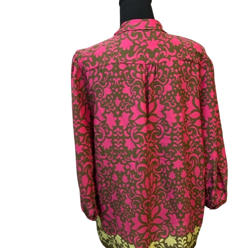 Banana Republic Pink and Brown‎ Blouse with Yellow Accents - Picture 3 of 4
